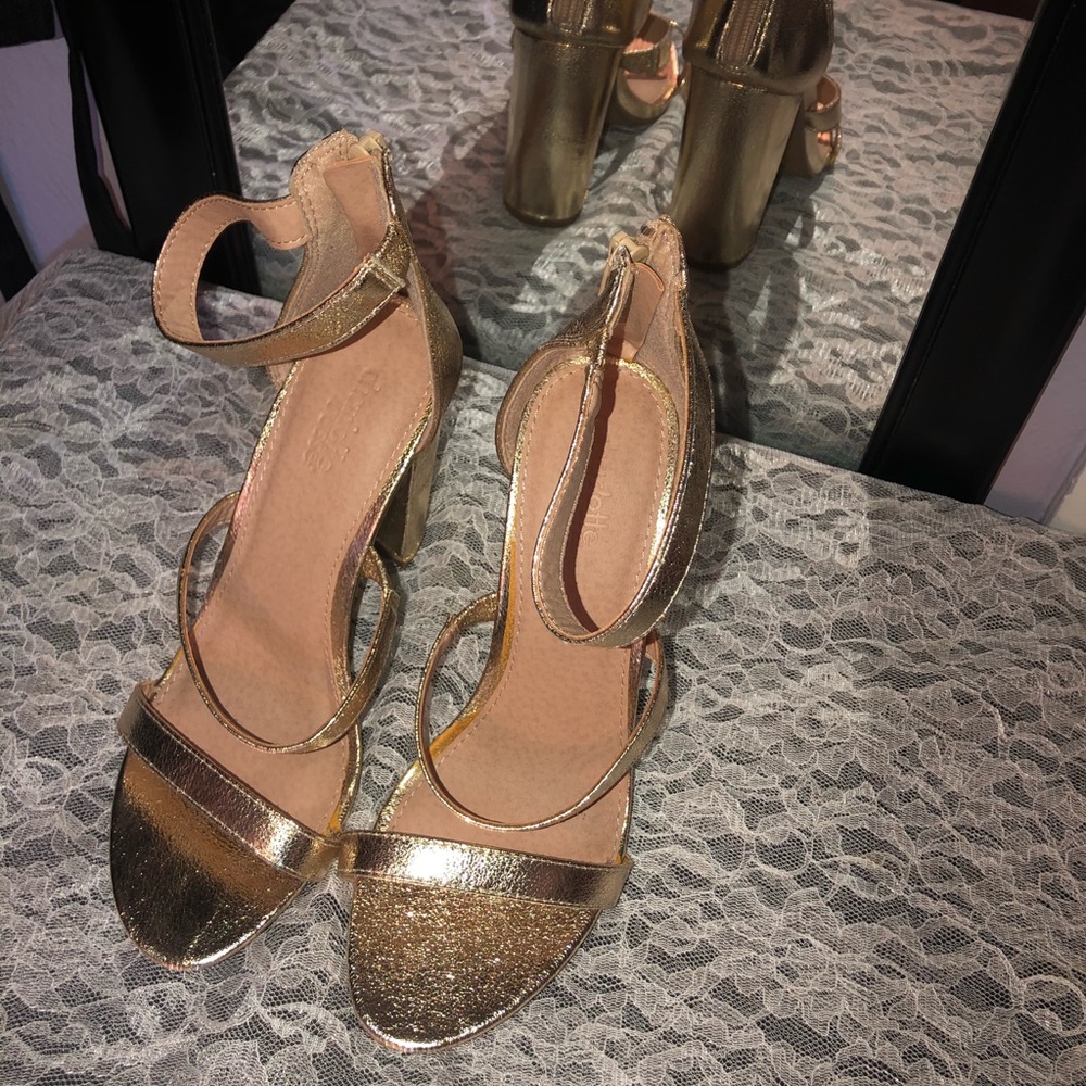 Block heels- Gold